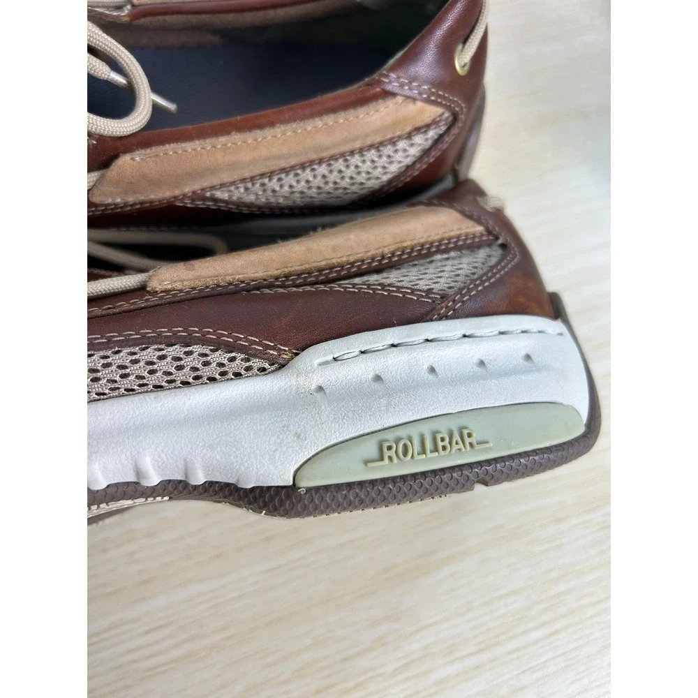 Dunham Captain Leather Boat Shoes Mens 11.5 Brown Mesh Rollbar Nautical